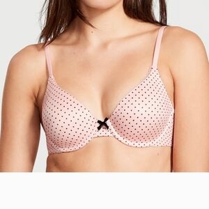 Victoria's Secret Pink and Black Polka Dot Bra Purest Pink